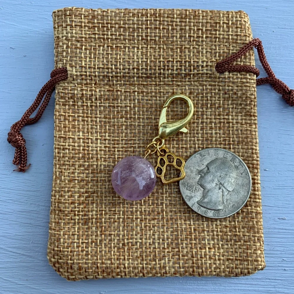 2/20$ Gold Plated Amethyst 💜 Crystal Pet Charm Crystal Dog Collar Charm